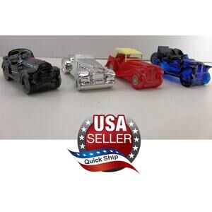 4pc Avon Bottles • # 8 Race Car • Chrome Deusenberg • Stanley Steamer • ’36 MG